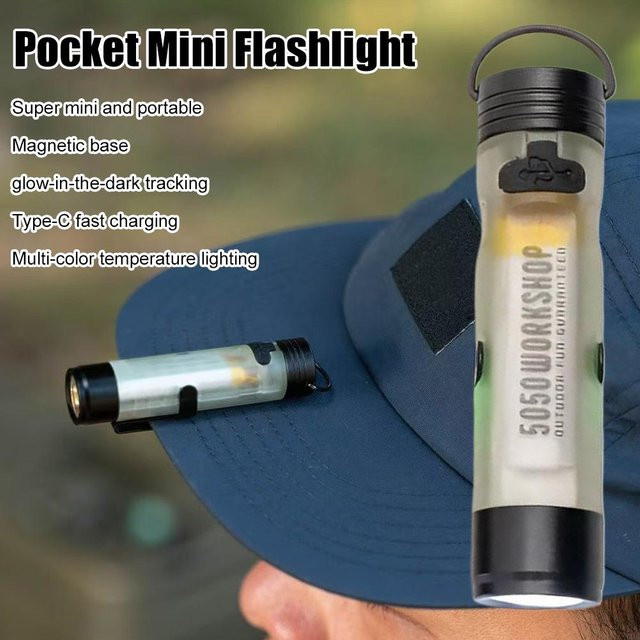 Gopeak LED Taschen-Mini-Taschenlampe als Schlüsselanhänger in Orange mit Magnet und Akku - Bild 1