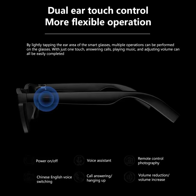 Lenovo Smartglasses, Square, Vollrand, Kunststoff, Black, Unisex - Bild 6