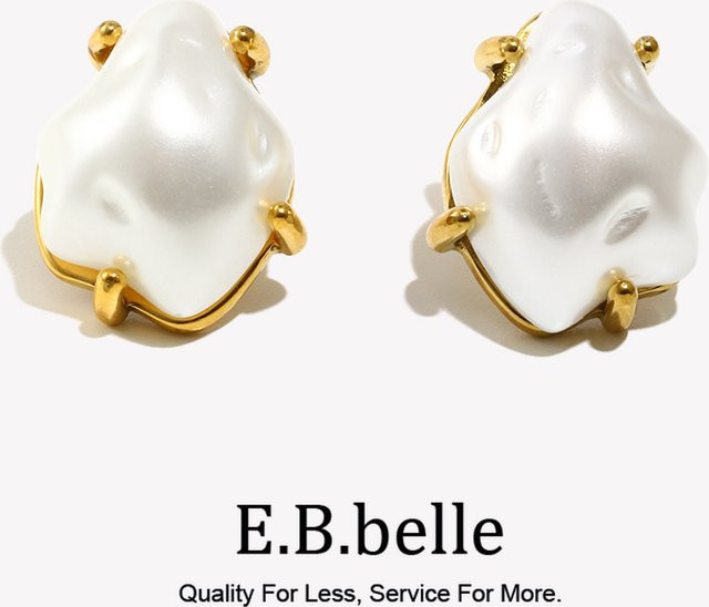 E. b. belle Ohrringe, Perle, 18 Karat vergoldet, Edelstahl, Damen - Bild 1