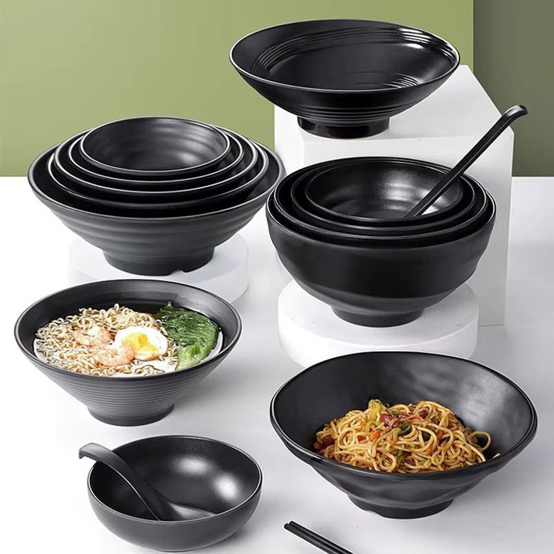 NHM Melamin Ramen-Schüssel im japanischen Stil, Schwarz, gefrostet - Bild 4