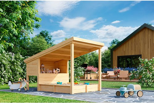 LASITA MAJA Sandkasten Pippi 1 mit Stauraum und Sitzbank in Braun, L x B: 220 x 164 cm - Bild 1
