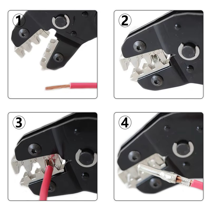 Ratschen-Crimpzange SN-58B für Dupont- und Auto-Stecker, Drahtquerschnitt 0,25-1,5 mm²/23-16 AWG, inkl. Laschen 2,8 mm, 4,8 mm und 6,3 mm von Lion Rage - Bild 5