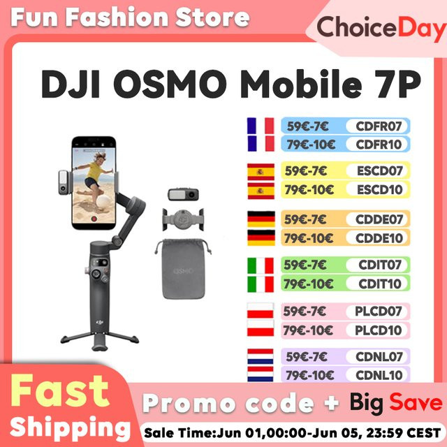 DJI Osmo Mobile 7P Gimbal mit 3-Achsen-Kardanstabilisierung in Schwarz - Bild 1