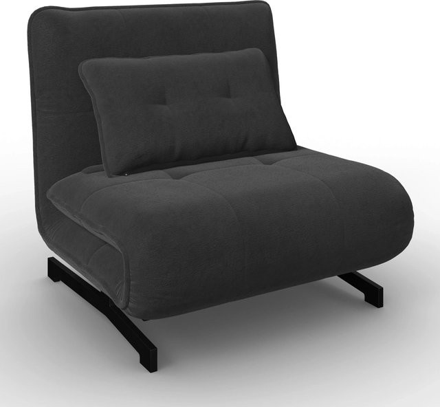 Bessagi Home Schlafsessel Luna Relaxsessel aus Bouclé in Dunkelgrau mit Metallgestell - Bild 1