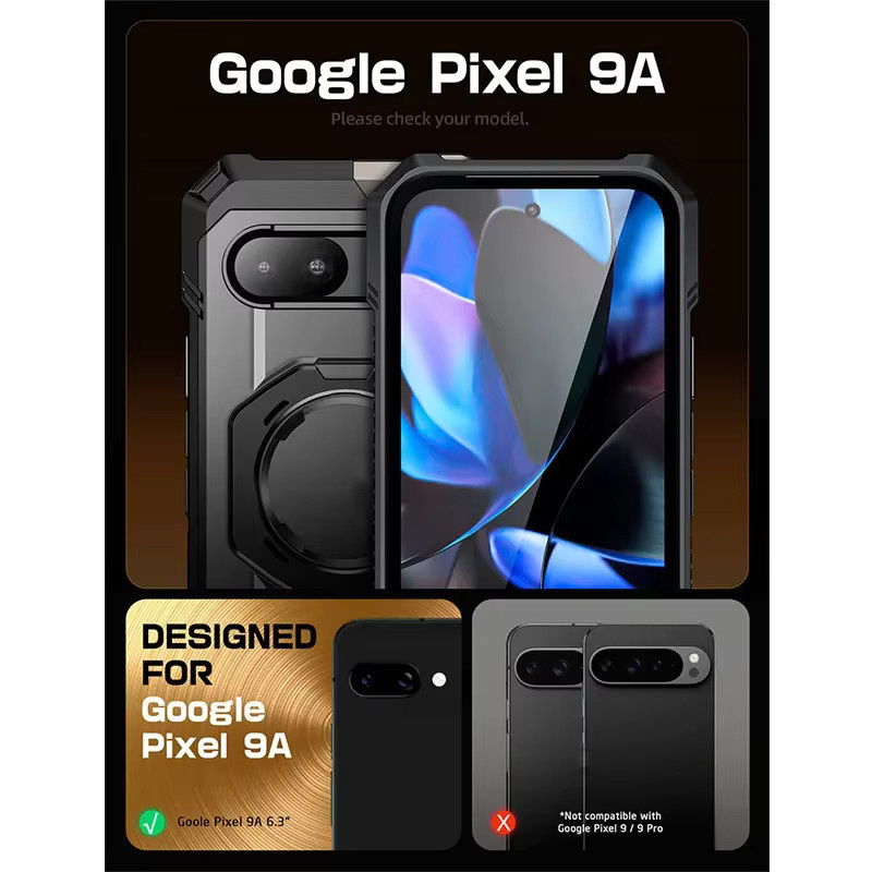 SUPCASE Schutzhülle UB Grip für Google Pixel 9A in Schwarz mit Ring und magnetischer Funktion - Bild 2