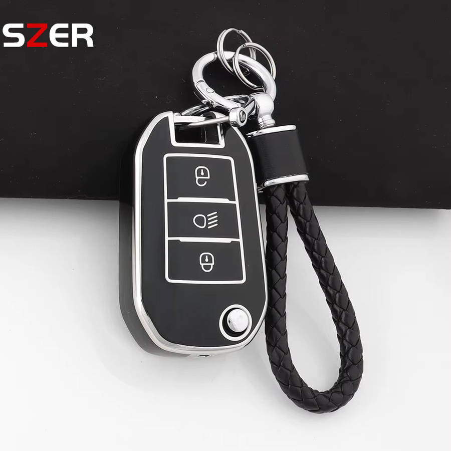 TPU Autoschlüsselhülle für Peugeot 208 308 408 508 2008 3008 4008 5008 und Citroen C3 C4 CACTUS C6 C8 Zubehör von SZER - Bild 1
