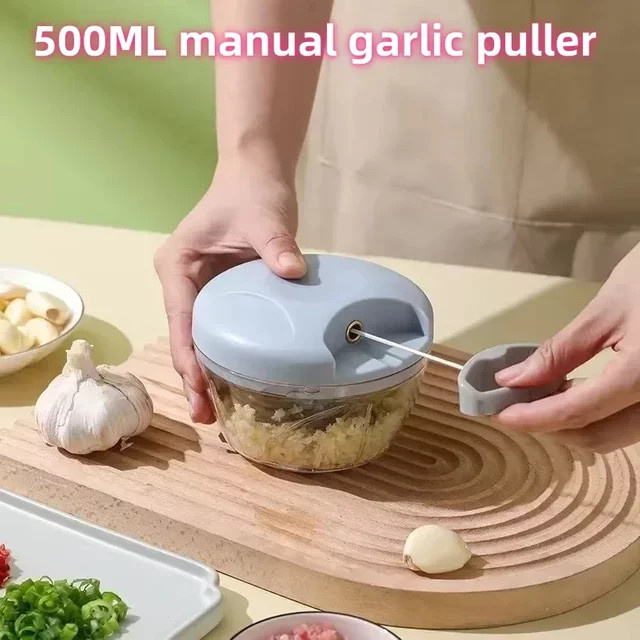 Manueller Küchen-Chopper in Grün für Knoblauch, Zwiebeln und Gemüse, 500 ml - Bild 1