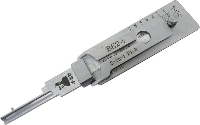 LISHI BE2-7 2-in-1 Schlosserwerkzeug Lockpick und Decoder Flachfräser für Haustür-Zivilschlösser in Silber - Bild 1