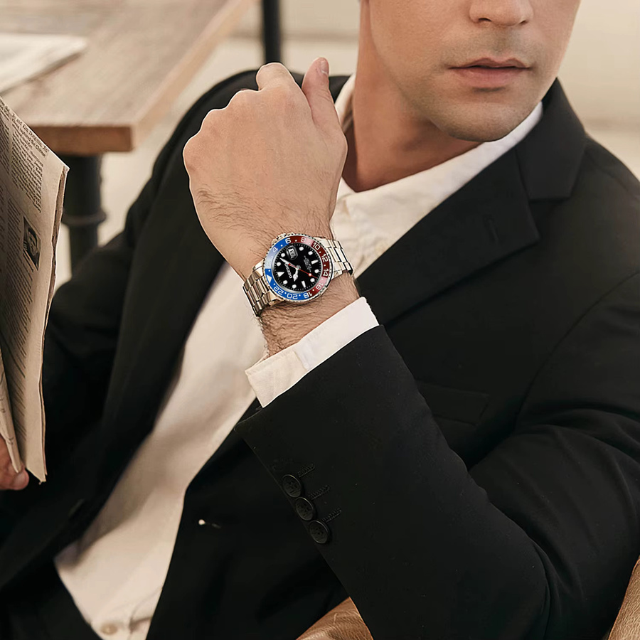 Deesio Automatik Armbanduhr, Edelstahl, Schwarz, Herren - Bild 5