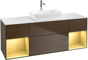 V&B Waschtischunterschrank Finion in Weiß mit LED-Beleuchtung und Regalfach, Wandmontage, Breite: 160 cm - Bild 1