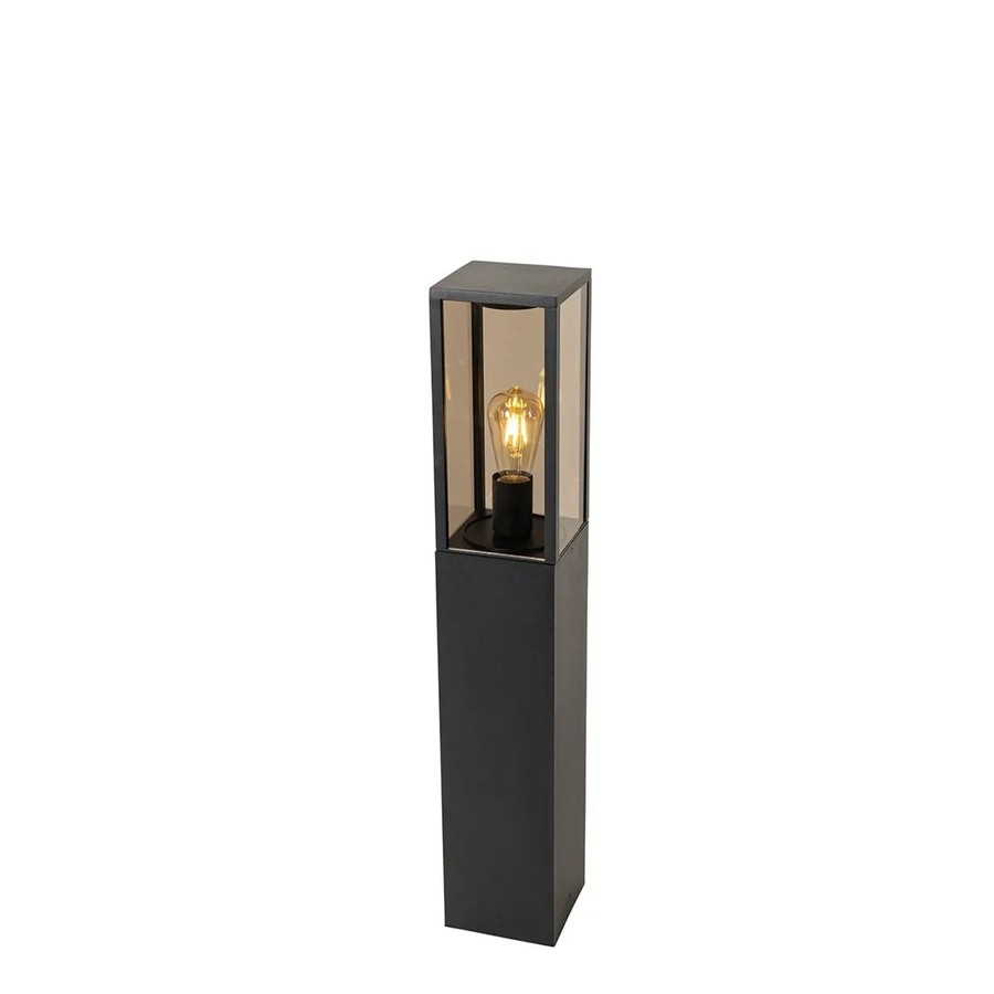QAZQA Charlois Stehende Außenleuchte Schwarz mit Rauchglas, Höhe: 80 cm, IP44 - Bild 2