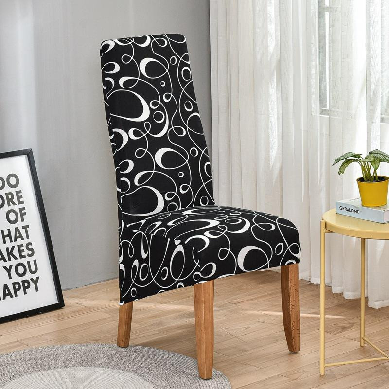 Yiran Furniture Elastischer Stuhlbezug in XL-Größe für Esszimmerstühle mit hoher Rückenlehne, Schwarz - Bild 2