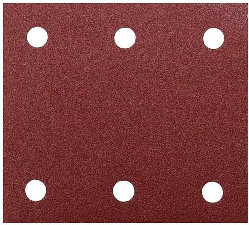 Makita Schwingschleifpapier mit Klett für Holz und Metall, Körnung 80, Farbe Rot, B: 11,5 cm x L: 10,2 cm, 10 Stück - Bild 1