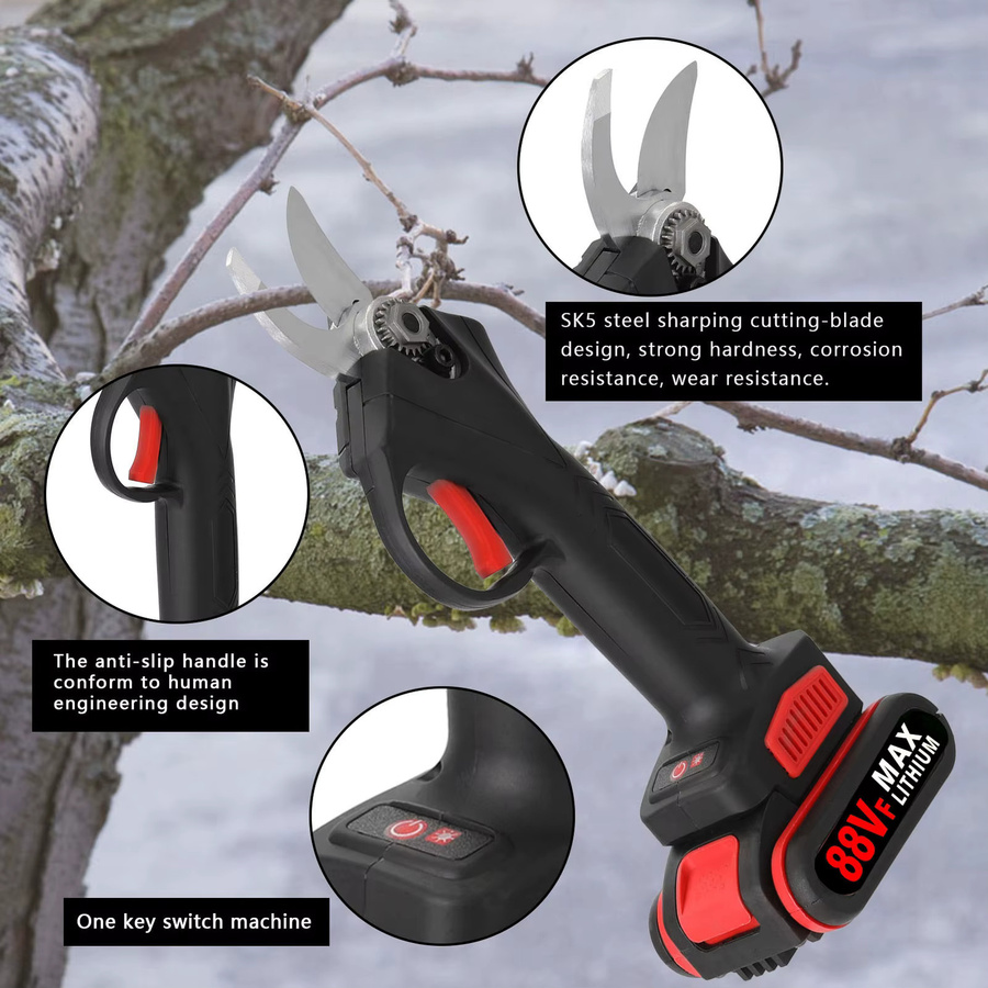 KKMOON Elektrisches Gartenscheren-Set in Schwarz mit bürstenloser Gartenschere und elektrischer Kettensäge zum Schneiden von Bäumen und Ästen - Bild 4
