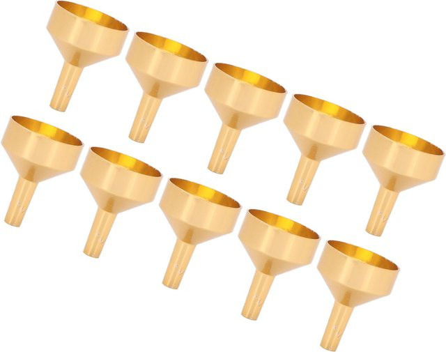 10 Stück Mini Trichter aus Metall in Gold zum Befüllen von Flaschen und Kosmetika von Shoemst - Bild 1