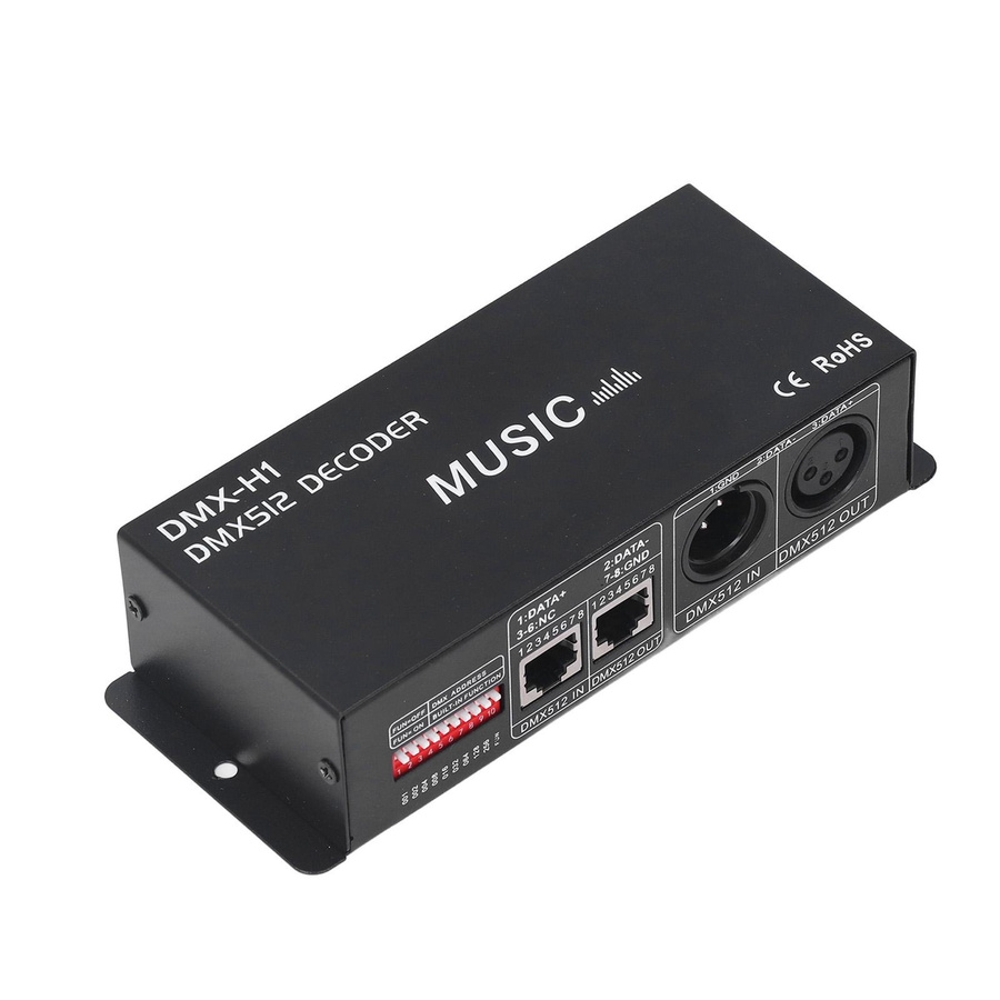 Andoer 4-Kanal DMX 512 RGB LED-Dekoder Controller, einstellbar und dimmbar, Schwarz - Bild 2