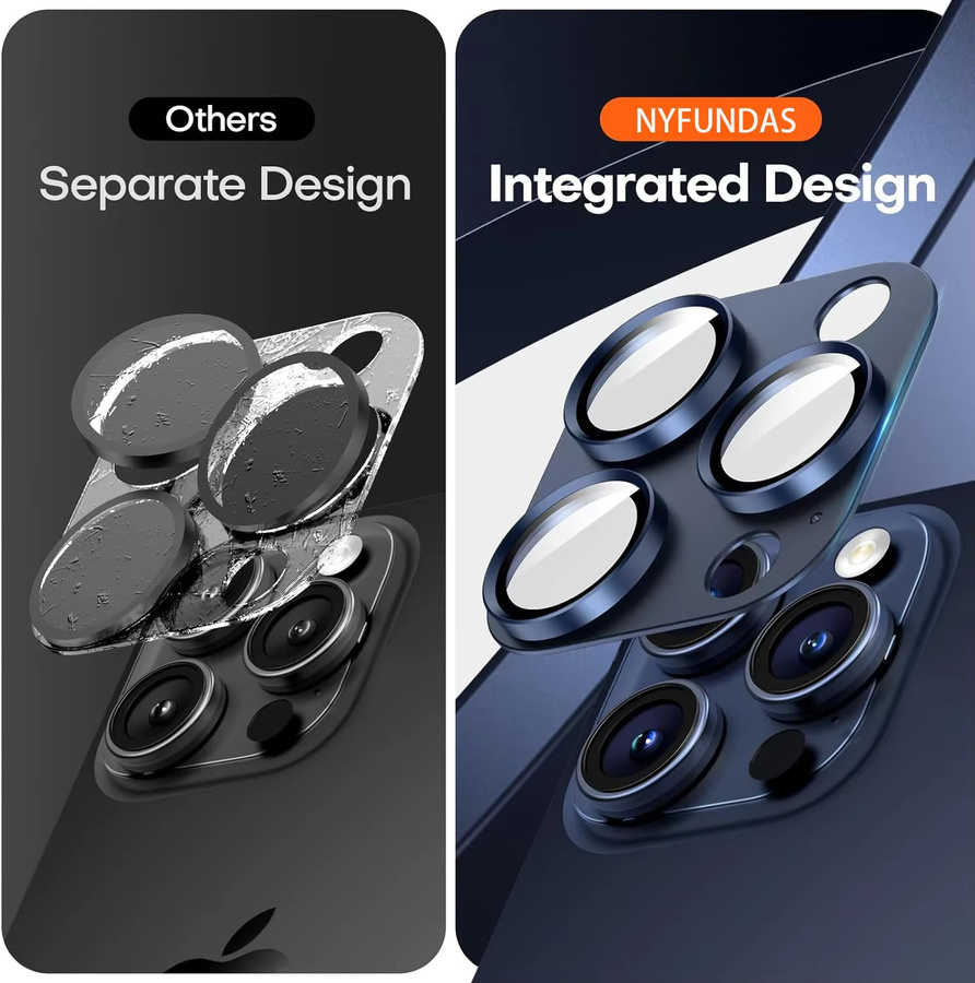 Kameraobjektivschutz aus gehärtetem Glas für iPhone 15 16 Pro Max 14 Plus 13 Mini 15 Pro 14 Pro 13 Pro in Blau Titan - Bild 5