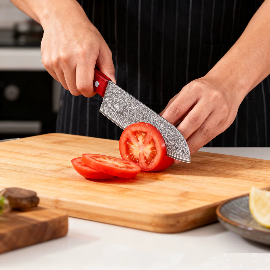 SAEIV 2-teiliges Damaszener Stahl Küchenmesser-Set aus VG10 Hochkohlenstoffstahl mit Santoku-Messer im japanischen Stil - Bild 4
