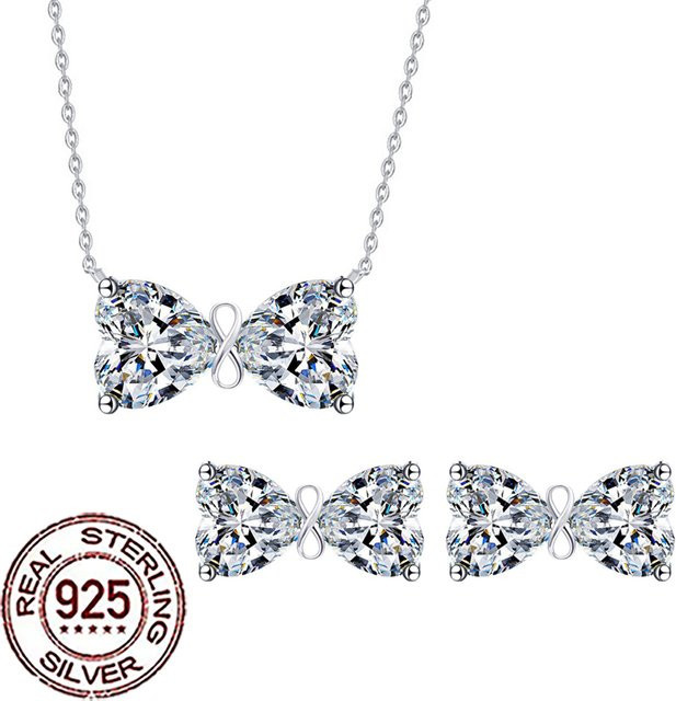 CWWZircons Schmuck-Set, Halskette und Ohrringe, 925 Silber, Zirkonia, Damen - Bild 1