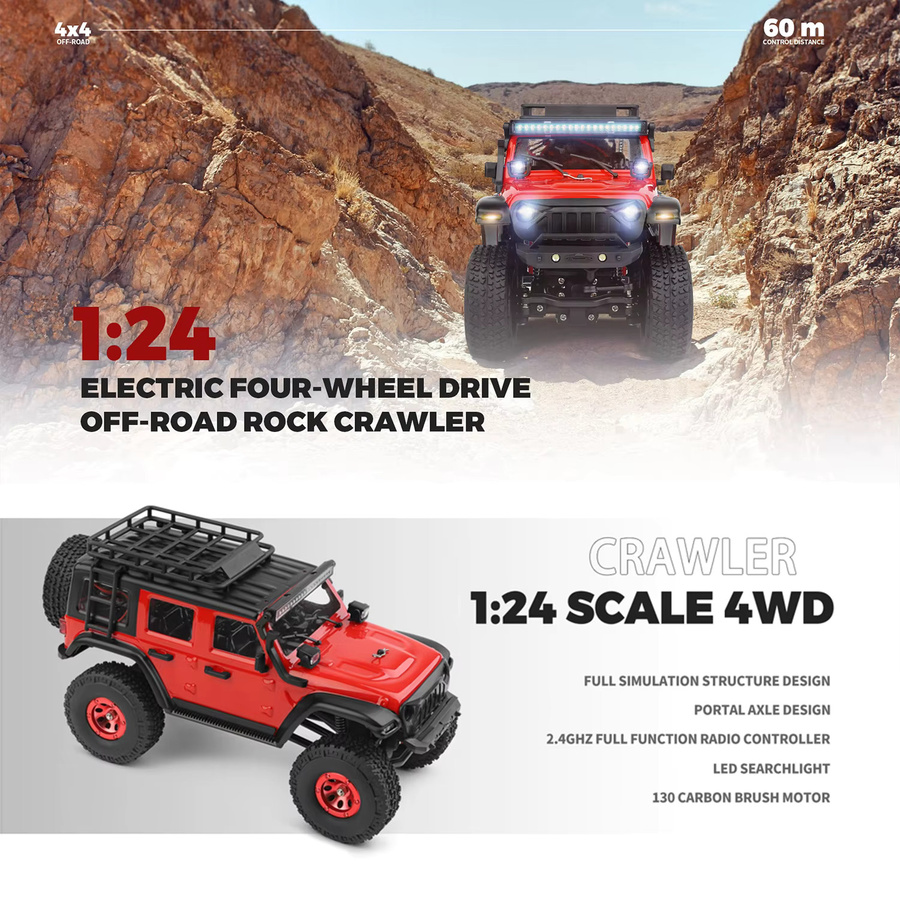 Wltoys 2428 RC Auto, 1:24, 4WD Offroad, Elektro-Crawler, ferngesteuert - Bild 5