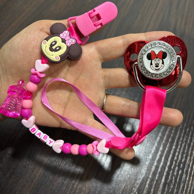 Disney Baby-Schnuller mit Schnullerkette aus Silikon in Blau - Bild 1