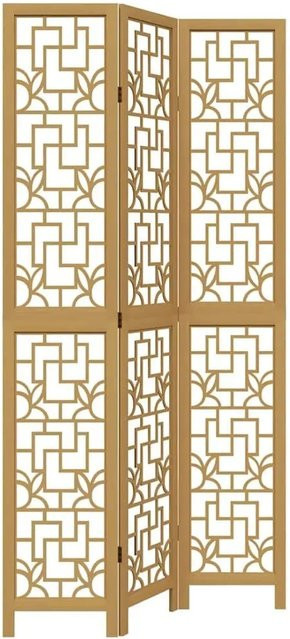vidaXL 3-teiliger Raumteiler aus Massivholz Paulownia in Braun mit geometrischem Design, Höhe: 220 cm, Breite: 110 cm - Bild 1
