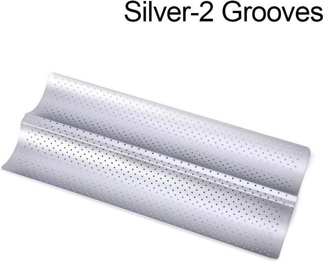 Shuyile Antihaft Baguette Backblech aus Carbonstahl mit 2 Rillen in Silber - Bild 1
