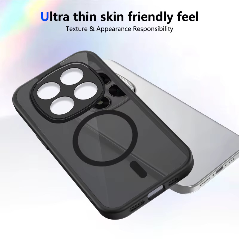 MagSafe Magnetische Handyhülle mit mattierten Kanten und durchscheinendem Design für Xiaomi Redmi Note 15 Pro, 14 Pro, 13, 15C, 15A in Schwarz und Transparent - Bild 2
