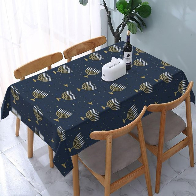 Wasserdichte Chanukka Menora Tischdecke von JMG Household Supplies, Blau, B/B: 90 x 140 cm - Bild 1