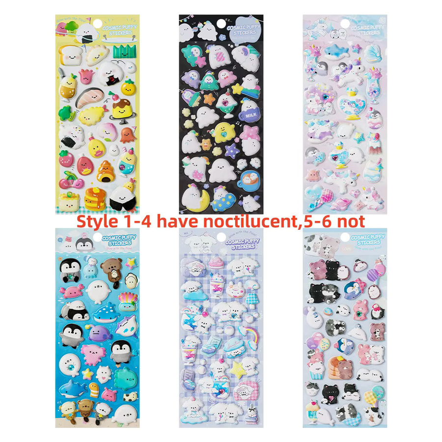 Leuchtende 3D Puffy Sticker mit Cartoon-Sushi-Einhorn Motiv in Multicolour für Scrapbooking und DIY-Journaling - Bild 2