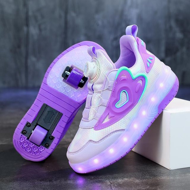YULIN Rollschuhe für Mädchen, pink, mit LED-Licht, USB-Ladefunktion - Bild 1