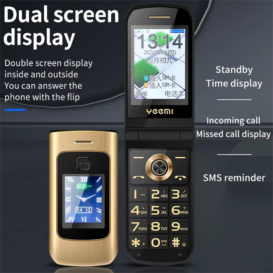YeeMI K21+ 4G Flip Phone mit 2,6 Zoll Bildschirm, Dual SIM, Dual Screen Funktion und 4800mAh Akku in Rot mit russischer Tastatur für Senioren - Bild 2