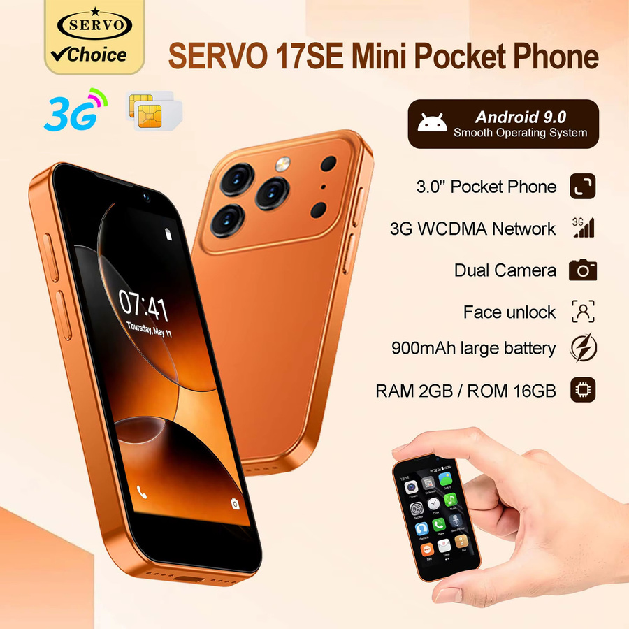 SERVO 17SE MINI Android Smartphone mit 3,0 Zoll Display, 2GB RAM, 16GB Speicher, 3G WCDMA, Dual-SIM, GPS, WLAN und HD-Kamera in Pink oder Orange - Bild 1