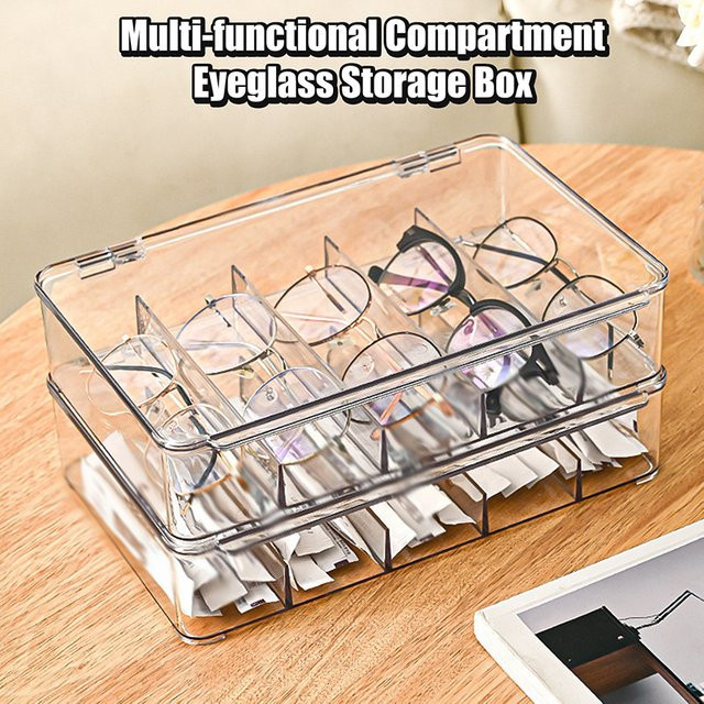 JETTING Brillen-Aufbewahrungsbox aus Acryl mit Deckel, transparenter Sonnenbrillen-Organizer mit 5 Fächern - Bild 1