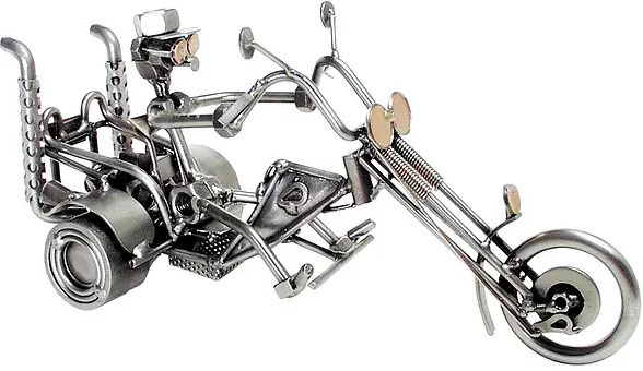 Schraubenmännchen Trike mit Fahrer von Hinz & Kunst aus Metall in Silber - Bild 1