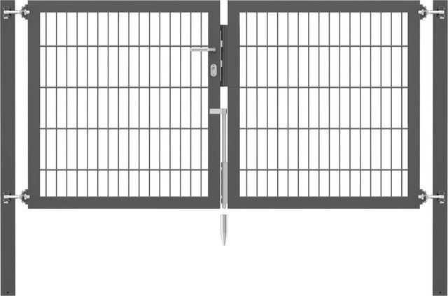 Doppeltor Flexo Plus in Anthrazit mit Pfosten, Breite: 200 cm, Höhe: 100 cm, Pfosten: 80 x 80 cm - Bild 1