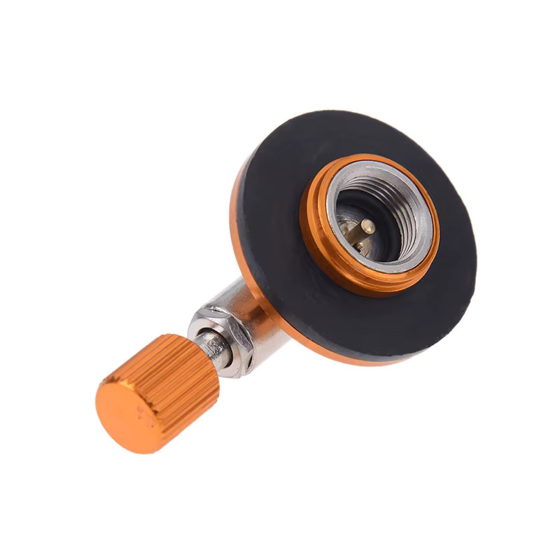Edelstahl Outdoor Camping Gasherd mit Ventiladapter für flache Gasflaschen in Silber und Orange - Bild 2