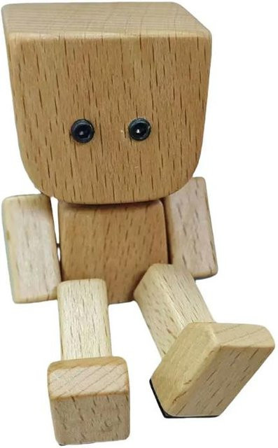 Magnetische Schüttelmann-Figur aus Holz mit veränderbaren Emoticons in Braun von Discover Intime als Dekoration für das Armaturenbrett oder den Schreibtisch - Bild 1