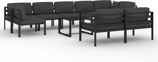 vidaXL 10-teiliges Garten-Lounge-Set aus Aluminium mit Kissen in Anthrazit - Bild 1