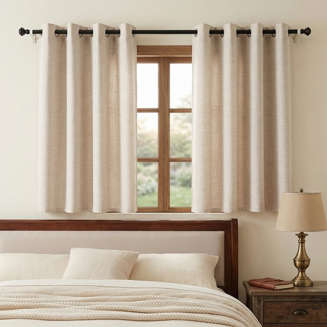 CENTURyMiG Leinenvorhang in Beige, halbtransparenter Sichtschutz im modernen koreanischen Stil für Wohnzimmer und Schlafzimmer, B: 100 cm, H: 200 cm - Bild 1
