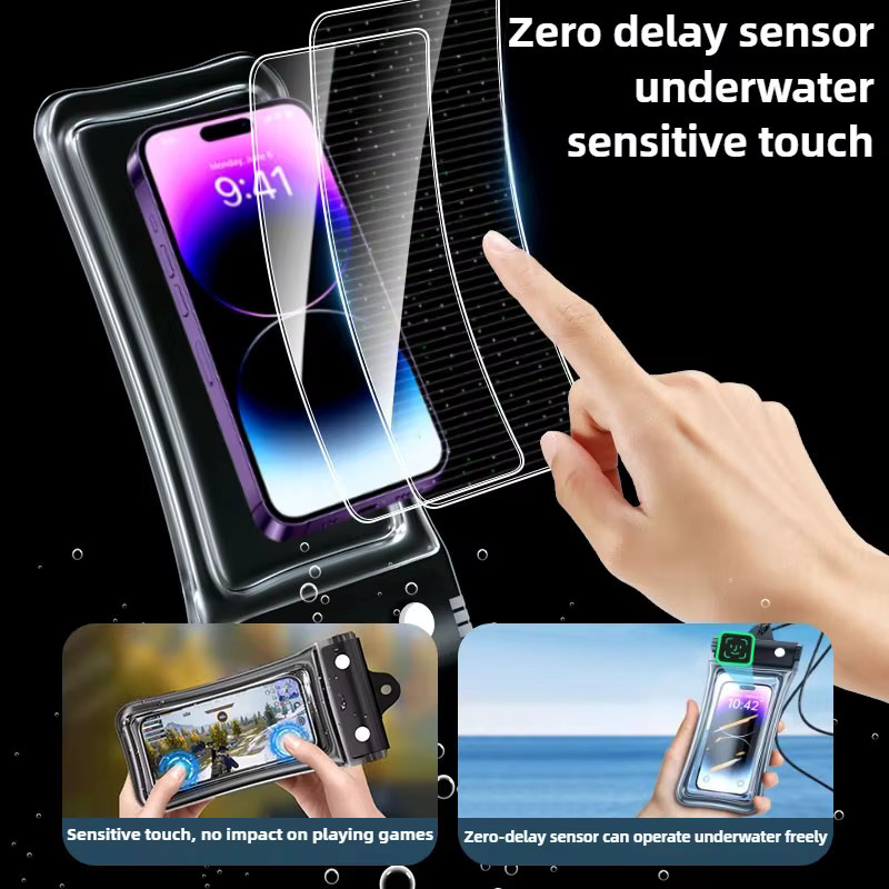 Wasserdichte Handyhülle PKFC als universelle Unterwasser-Trockentasche für iPhone, Huawei, Xiaomi und Samsung in Blau und Transparent - Bild 4