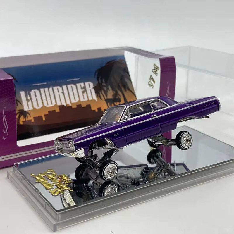 Bburago Chevrolet Impala 1964 Low Rider, Modellauto, 1:64, Metall, Lila - Bild 4