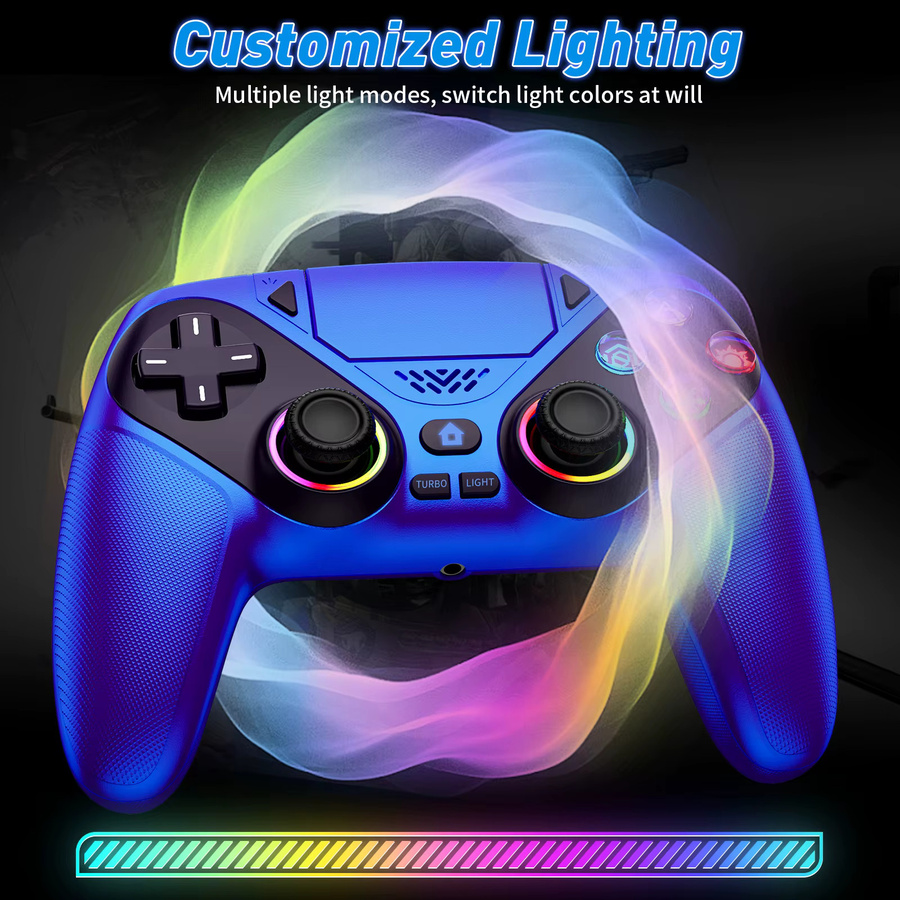 Bonacell Wireless-Controller mit RGB-Licht für PS5, PlayStation Pro, Slim und PC, Hall-Effekt-Gamepad in Grau mit Makro- und Turbo-Funktion ohne Drift-Effekt - Bild 4