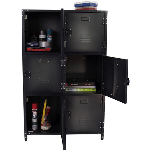 Rikta Vintage-Metallschrank aus Stahl in Schwarz mit 6 Türen im Industrial-Style, B/H/T: 75 x 120 x 35 cm - Bild 2