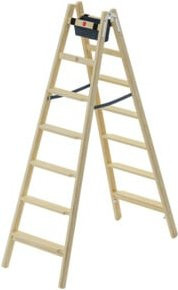 Hailo Holzleiter Master H80 Leaning Ladder aus FSC-zertifiziertem Holz in Braun mit 7 Stufen, Höhe: 150 cm - Bild 1