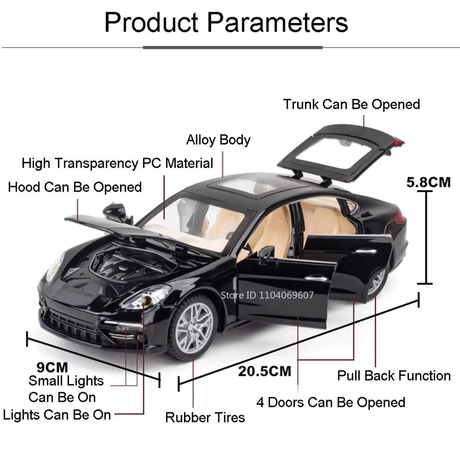 MAKEDA Panamera Miniaturauto-Modellspielzeug, Maßstab 1:24, Metall, Rot - Bild 2