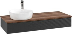 V&B Waschtischunterschrank Antao mit Frontstruktur und Beleuchtung, B/T/H: 120 x 50 x 19 cm, farbliche Ausführung in Weiss oder Blau lackiert - Bild 1