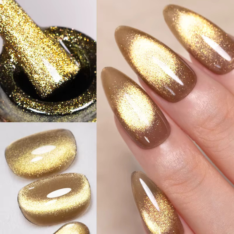 AWStorG Golden Gradient Cat Eye Nagellack, Schimmernd - Bild 3