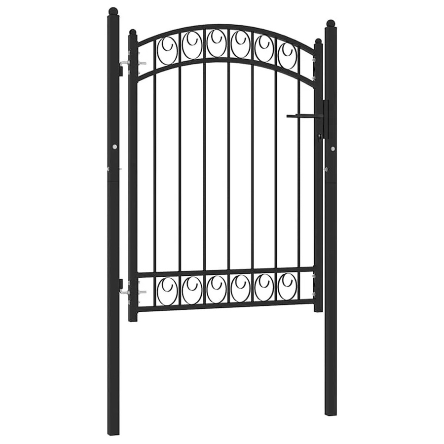 vidaXL Gartentor aus Stahl mit Bogen in Schwarz, B: 102 cm, H: 125 cm - Bild 2