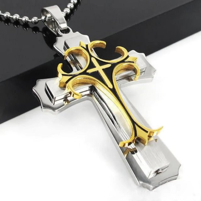 Lucky Star Jewelry Halskette mit Kreuzanhänger, Bicolor, Zirkonia, Unisex - Bild 1